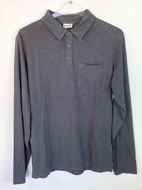 NWOT Pact Field Midweight Organic Cotton Slub Long Sleeve Polo - Gray - M